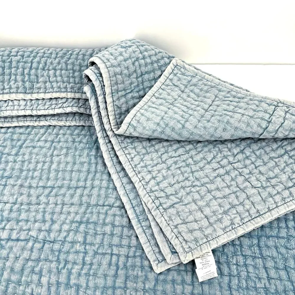 Pottery Barn stone washed denim reversible quilt cover